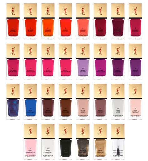 ysl nagellak|ysl nail varnish color chart.